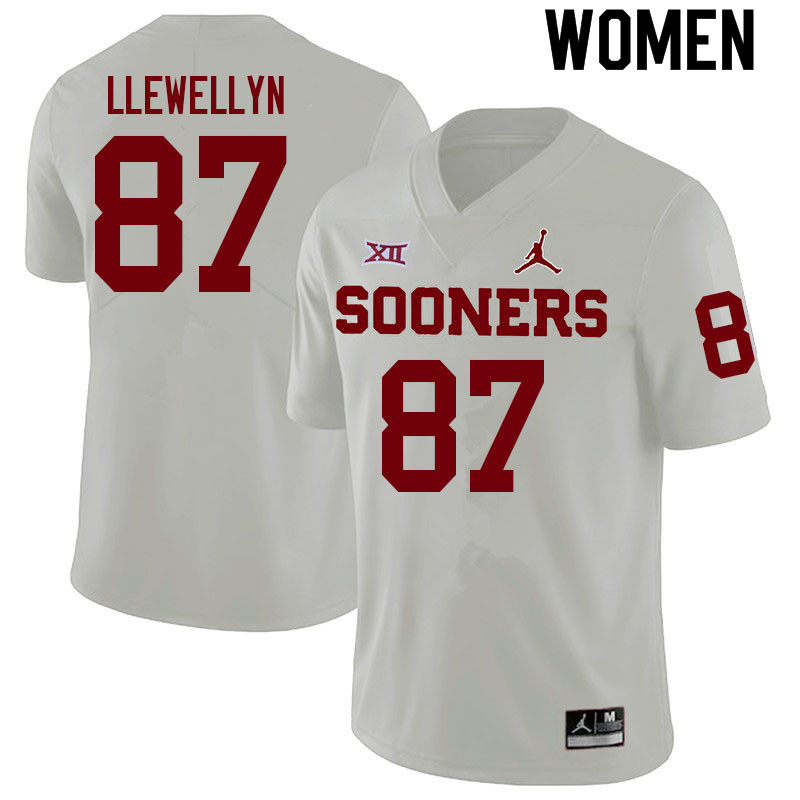 Women #87 Jason Llewellyn Oklahoma Sooners College Football Jerseys Sale-White - Click Image to Close